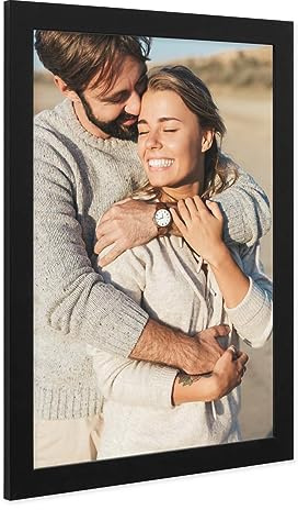 PHOTOLINI Bilderrahmen A3 Schwarz Holz MDF, A3 Bilderrahmen 30x42 breit, Rahmen DINA3 mit Acrylglas, Picture Frame 42 x 30 zum Aufhängen, Frame DIN A 3 42x30 mit Zubehör für Deine Wandideen