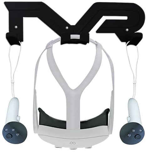 VR Headset und Controller Wandhalterung Aufbewahrung Ständer Haken (schwarz) kompatibel mit Quest3/Quest2/Quest Pro/Pico4 – Universal VR Headset Display Dock & Controller Wandhalterung Halterung