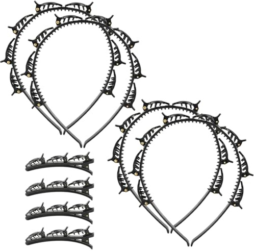 GUOYIHUA Haarreifen mit Klammern 8er-Set, Bangs Hairstyle Hairpin, 4 Haarreif mit Klammern und 4 Haarhalter, Haarnadeln Frisurenhilfe, Haarreifen Haarschmuck Haarhalter für Damen Mädchen