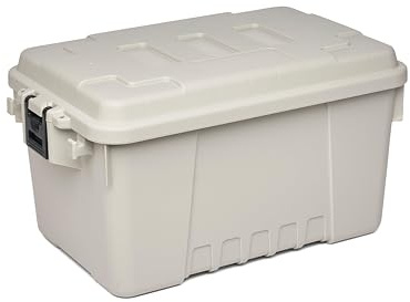Plano Sportsman's Trunk,Grande 102ltr, Blanco Humo, Caja Almacenamiento Grado Militar con Tapa, Resistente, Grande, Camping y Ejército, óptimo para Caza, Paintball, Airsoft o Almacenamiento en Casa