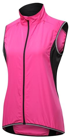 SMTSEC Fahrradweste Damen Reflektierend Winddicht Windstopper Laufweste Wasserdicht Atmungsaktiv MTB Warnweste Fahrrad Ärmellose Weste Jacke Radweste Leicht Softshellweste Sportweste,Pink-XL