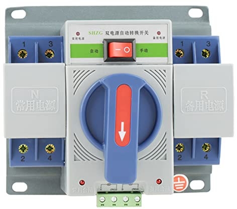 63A 2P Mini Dual Power Automatic Transfer Switch Disyuntor Disyuntor de Protección Completa, Funcionamiento Silencioso, para la lucha contra incendios en edificios de oficinas