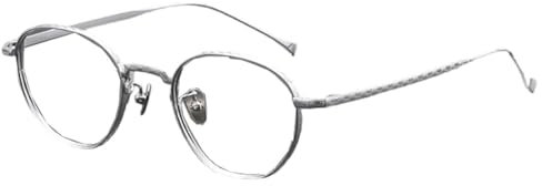 BKEKM Brillenfassungen Runde Brillengestelle, Brillengestelle aus reinem Titan, ergonomisches Design, Brillengestelle für den täglichen Gebrauch, Brillen mit klaren Gläsern Leichtes