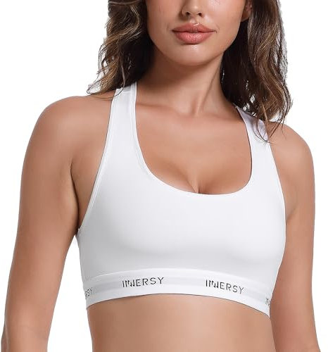 INNERSY BH Weiss Ohne Bügel Bequemer Bustier Damen Ungepolstert Klassische BHS Baumwolle und Modal (M, Weiß)