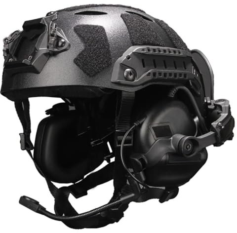 Mit Taktischem Headset Outdoor SF Airsoft Helm Pickup Noise Cancelling Kopfhörer for Paintball Jagd CS Game Gear Multicam Tactical Fast Helm(BKB)