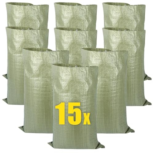 Sacos para Escombros, 15 Pedazos Sacos, 95 x 55 cm Big Bag, Reutilizable Saco Rafia Adecuado para Hortalizas Hojas Cereales Residuos Domésticos Residuos de Construcción y Artículos Diversos