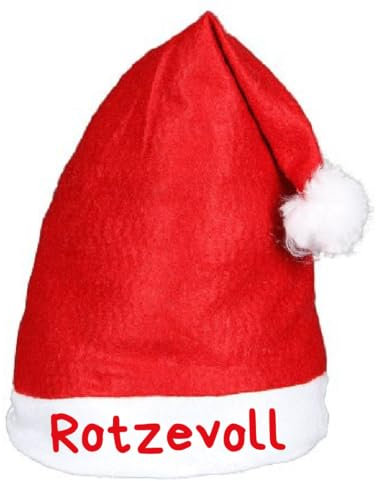 Alsino Rotzevoll Weihnachtsmütze Premium Nikolausmütze mit Spruch Sprüche Lustig - Weihnachtsmann Mütze rot mit Bommel Weihnachtsfeier Xmas Christmas Nikolaus