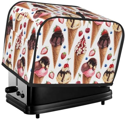Copertura per tostapane, 2 fette, fragola, mirtillo, gelato, copertura con tasche per piccoli elettrodomestici da cucina, copertura per piccoli elettrodomestici e protezione dalle impronte digitali