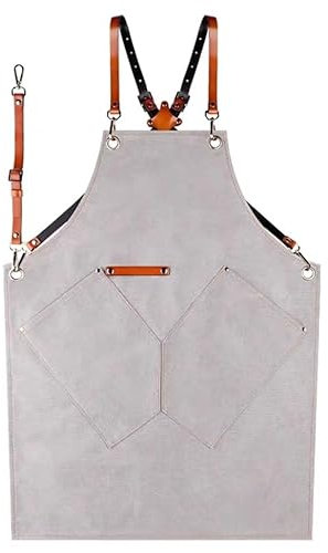 GIAYEU Robuste Arbeitsschürze, Arbeitsschürze, Werkzeugschürze, Holzbearbeitungsschürze, Werkzeugschürze, Leinwandschürze, Unisex, for Küche, Garten, Töpferei, Handwerkswerkstatt, Garage(Gray)