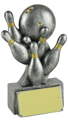 SilverTrophy - Zehn Pin Bowling Trophy - Strike! Spare, perfektes Spiel, Bowlingbälle, Tenpin, Bowlingbahn, Kinderparty, Büroveranstaltung, Bowlingclubs, Gewinner, Team-Preis personalisieren