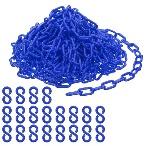 PATIKIL Absperrkette Kunststoff Kettenglieder, 45 Fuß Kunststoffkette, Blau Sicherheitsketten Große Kunststoffkette für Warnsicherheit Crowd Control, Warteschlangen, Parkplätze, Zäune
