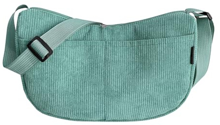 Borsa A Mezzaluna Per Le Donne, Borse A Mezzaluna In Velluto A Coste, Borsa A Tracolla Hobos, Borsa A Tracolla A Forma Di Fagottino, Borsa A Mezzaluna Portatile Per Uso Quotidiano (Verde chiaro)