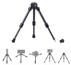 Mechrig Trépied en fibre de carbone avec réglage de l'angle en 3 étapes, support de poche rétractable léger pour appareil photo reflex numérique sans miroir – Vis de 6,35 mm et pieds à pointes prêts