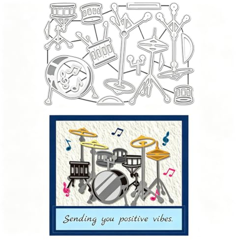 UNICRAFTALE 17 Stück/Set Regaltrommel Stanzformen Zum Erstellen von Karten Musiktrommeln Stanzungen Metall Stanzformen Für Scrapbooking Stanzschablone DIY Prägung Papier Album Basteldekor