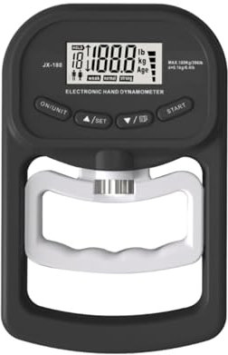Dinamómetro de mano digital Medidor de medición de fuerza de agarre Captura automática Potencia de agarre manual electrónico 396 lb / 180 kg,Alta Precisión(Nero)