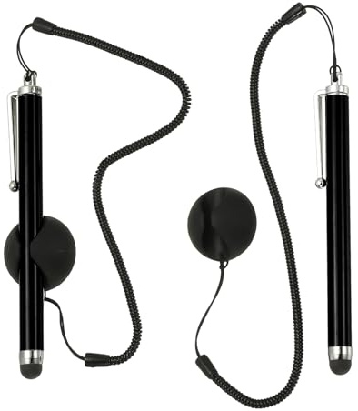 PATIKIL 2 penne capacitive per schermo con molla di fissaggio a corda, ad alta sensibilità, per cellulare, navigazione, GPS, POS, tablet, laptop, colore nero