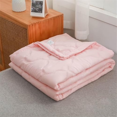 Edredon Ligero Verano, Edredón Acolchado Color Sólido, Colcha Cama Microfibra, Nordico Edredón Acolchado Suave Y Transpirable Lavable, para Todas Las Estaciones (Rosa Claro,150x200cm)