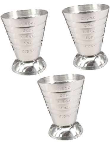 OUNONA 3 Piezas vaso mezclador taza de tiro de medición barra de jigger barra jigger de onzas taza de medición vaso medidor Plata