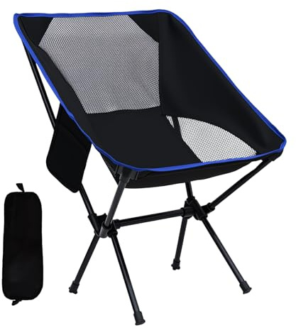 Shyllin Silla Plegable Camping, Silla Playa Plegable, Sillas Plegables Camping con Bolsa de Almacenamiento Portátil, para Jardín, Playa, Pesca y Viajes (Azul)