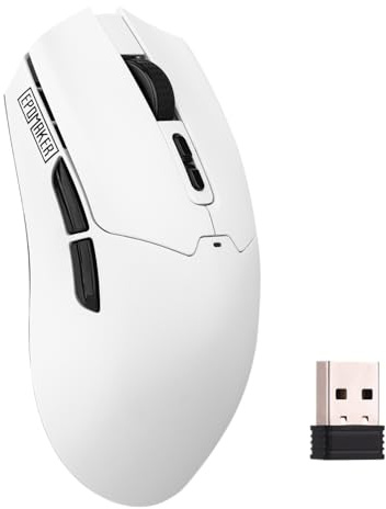 EPOMAKER Click Lite Souris de Jeu Sans Fil, DPI Réglable 800 à 12 000, Capteur PAW3311, 500mAh,59g, Souris Sans Fil Rechargeable 2.4G/Bluetooth/USB-C, 5 Boutons Programmables pour PC/Mac/Linux (Blanc)