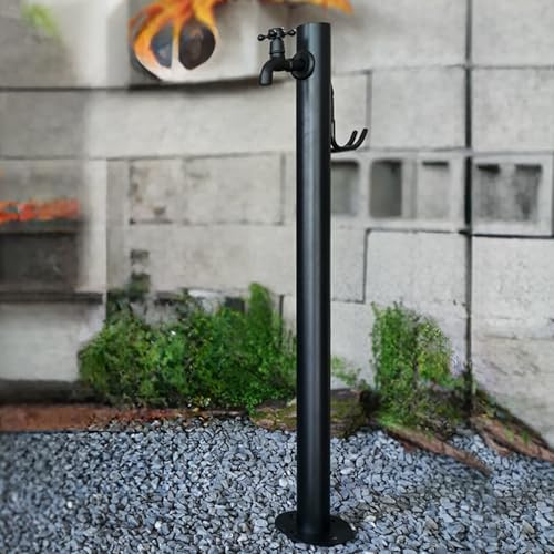 Colonne d'eau verticale pour jardin extérieur, support de tuyau indépendant, distributeur d'eau résistant au gel avec robinet, idéal pour l'irrigation et le nettoyage (noir D)