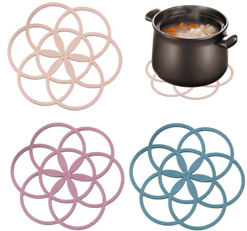 JYNXOR 3 Pezzi Sottopentola in Silicone Creativo Set: Sottopentola Resistenti al Calore, Multiuso Sottopentola Forma di Fiore, Sottopentola Antiscivolo e Decorativi, Sottopentola Facili da Pulire