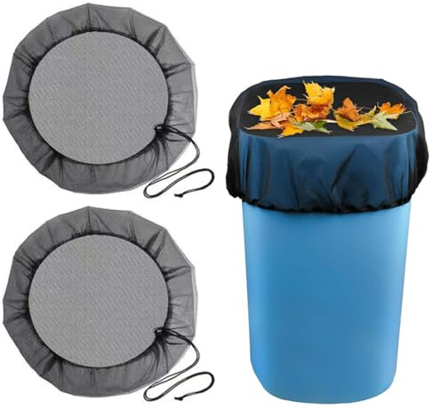 HAMKU 2 Pezzi Copertura per Barile 60cm Rete per Raccolta Acqua Piovana con Cordoncino Regolabile Anti Zanzare Foglie Insetti per Giardino Terrazza Cortile Esterno