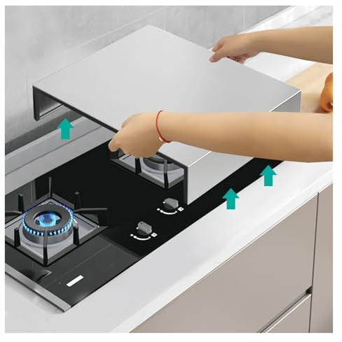 QSTGX Copri Fuochi Cucina Gas 5 Fuochi Coperchio Piano Cottura Copertura per fornelli da Camper Acciaio Inossidabile Tappetino in Gomma Antiscivolo(A-1.0 MM,48x40x7cm)