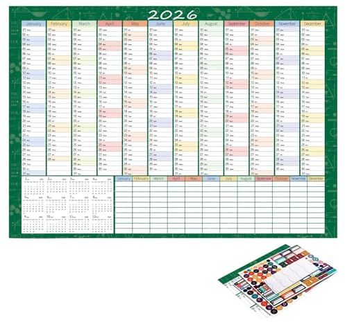Calendario para el año 2026 | Planificador para el seguimiento de citas - Calendario de pared 2026, para profesores, adolescentes, adultos, sala de estar, dormitorio, estudio, dormitorio universitario