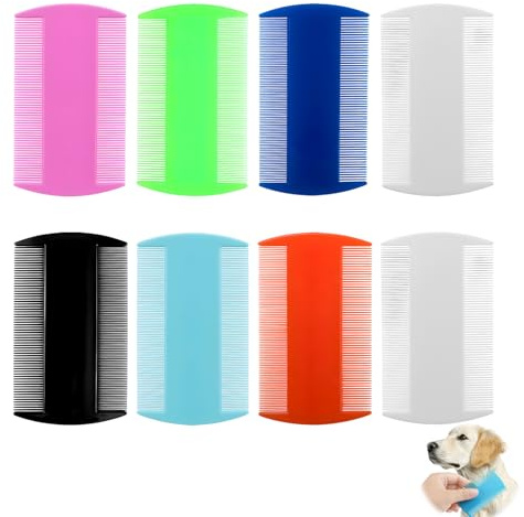 Lot de 8 Peigne Anti Poux, Peignes Anti Poux Double Face Peignes Anti Pouxs en Plastique Double Face Peigne en Plastique Doubles Face Anti-pouxs en Plastiques pour Enlever les Puces et les Pellicules