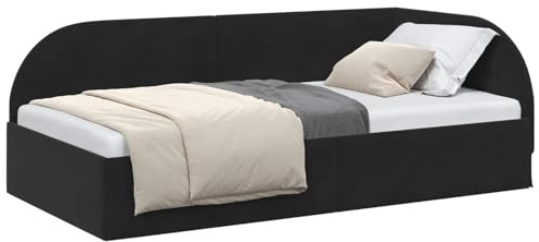 vidaXL Eckbettgestell mit Kopfteil Schwarz 100 cm x 200 cm Samt