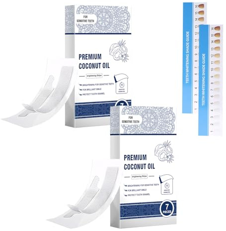 14 Pastilles Bande Blanchiment Dentaire À La Noix De Coco, Whitening Strips, Bandes Blanchissantes, Douces Pour L'Émail Des Dents, Éliminent Rapidement Les Taches, Conviennent Aux Dents Sensibles