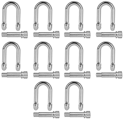 SPYMINNPOO Manille à Nœud en Forme de U en Alliage de Zinc, Anneau en D pour Bracelet Paracorde, Tête Ronde, Boucle Solide pour le Camping et la Randonnée, 10 Pièces