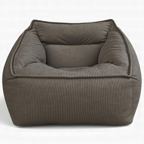 Aiire Sillón Puff con Relleno Incluido - Puf Salon, Dormitorio y Habitación Juvenil Moderno - Funda en Pana Premium Desenfundable y Lavable - Bean Bag XXL Gigante para Adultos [100x100x80]