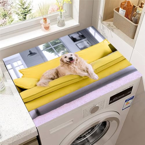 Hearda Housse Machine a Laver Imprimé Chien,Dessus Tapis Lave Linge Antidérapant,Housse de Protection pour Machine à Laver Top,Tapis de Protection pour Dessus Sèche-Linge (Chien 3,30x40cm)
