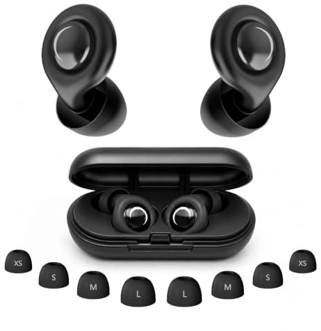2026 Nuevo Tapones Oídos Ruido Dormir, 48dB tapones reutilizables ultra suaves que reducen el ruido, Silicona flexible, 4 tipos y tamaños XS/S/M/L | para dormir, concentrarse o viajar- Negro