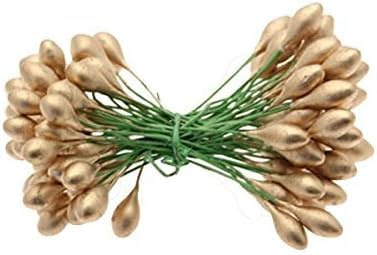 floral supplies Bacche di Agrifoglio Artificiale Dorate con steli in plastica Totale 100 Pezzi