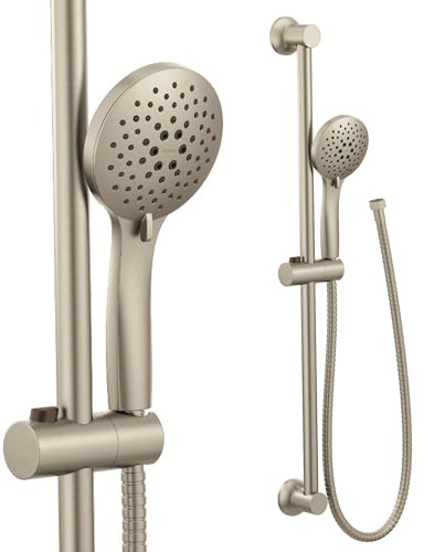 Moen Eco-Performance 3558EPBN Handbrause aus gebürstetem Nickel mit verstellbarer 76,2 cm Gleitstange und 175,2 cm Schlauch, Handbrause mit 5 Funktionen bietet personalisierte Sprühoptionen