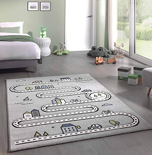 CARPETIA Teppich Kinderzimmer Kinderteppich Matte grau Größe 80x150 cm