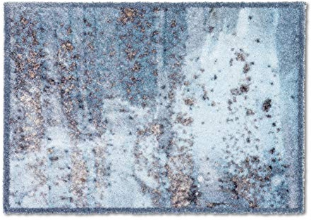 Astra Flauschige Sauberlaufmatte weich - Pure & Soft - Beton hellblau 50 x 70cm - Waschbarer Küchenteppich innen - Türmatte strapazierfähig - Teppich läufer
