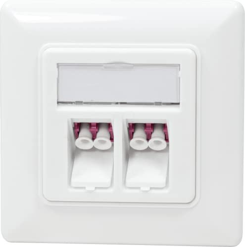 LOGILINK LWL-Anschlussdose NK4024, 2 LC-Duplex Adapter, Unterputz, weiß