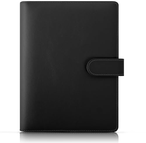 SKYDUE A5-Ringbuch – nachfüllbarer 6-Ring-Organizer aus Kunstleder für Büro, Schule und Reisen (schwarz, Innenpapier nicht im Lieferumfang enthalten)
