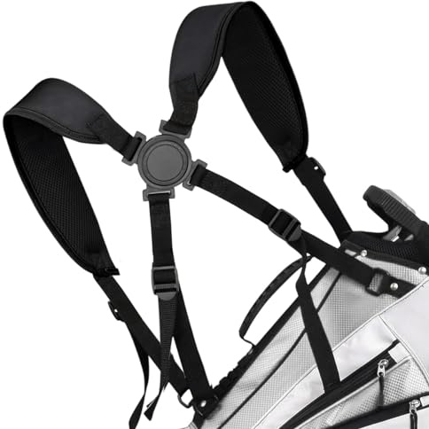 Golf Bag Strap Replacement Bags Straps Double Shoulder 4 Point Golf Bag Strap Black Thick Backpack Strap for Golf Bags (Black 1)