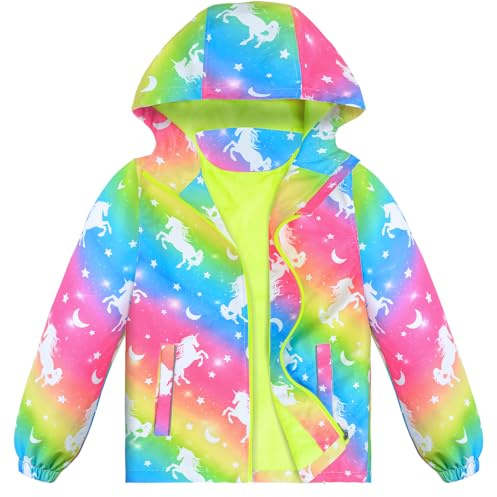 OlyPegic Girls Rain Jacket Kids Windbreaker Jacket – Waterproof, Windproof, Fleece Lined, Lightweight & Hooded – Perfect for Toddlers & Girls (Kids Rainwear)