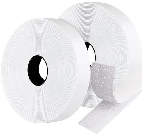 Hook and Loop Strip Tape, 25M Self Adhesive Sticky Back Fastening Tape, 20mm Wide Double Sided Sticky Back Fastening Tape Hook and Loop Tape for Home Office DIY Crafts