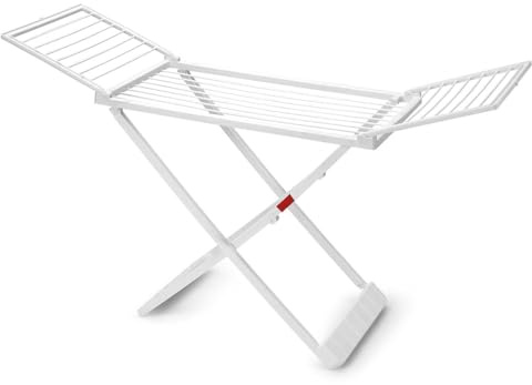 Muddy Hands Large White Plastic Foldable Clothes Airer with 21 Bars - Compact Clothing Laundry Washing Drying Rack - Winged Heavy Duty Indoor Outdoor Clothes Horse