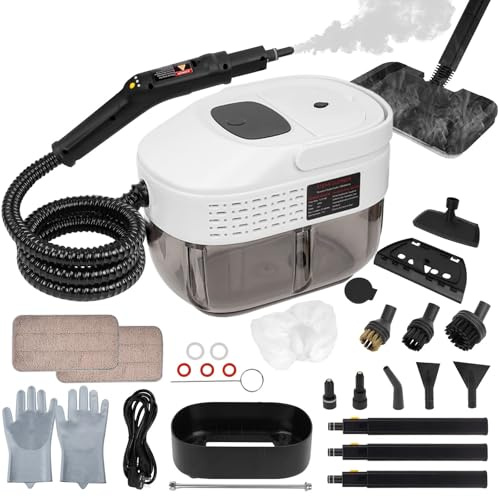 Foandbevi 2-in-1 Steam Mop & Handheld Steam Cleaner for Home, 2500W High Pressure Steamer Cleaning with 1.6L Tank, Detachable Floor Cleaner for Hardwood, Tile, Grout & Car Detailing
