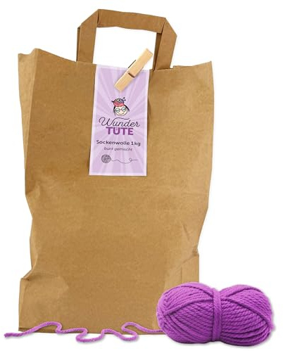 Frida's Wollhaus Sacchetto di lana per calze, 1 kg, confezione mista, a sorpresa, filato di lana, uncinetto