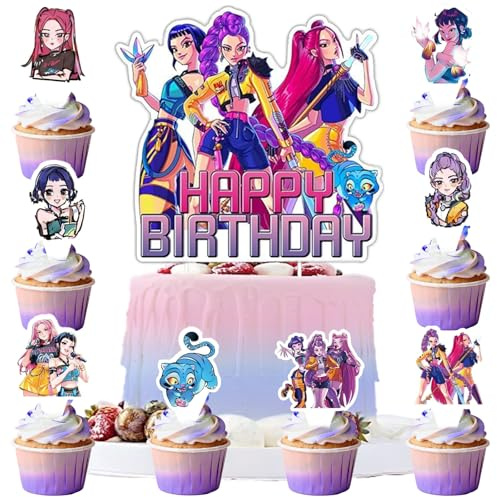 25 Pezzi Decorazioni Torta Compleanno Huntrs Non Commestibili Bambini (B)