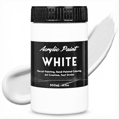 YULL Vernice acrilica bianca, 300 ml, vernice bianca, resistente all'acqua e coprente, per metallo, legno, vetro, ceramica, tela, pietra, tessuto e pelle